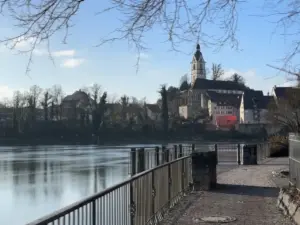 Der Spazierweg führt direkt am Rhein entlang.