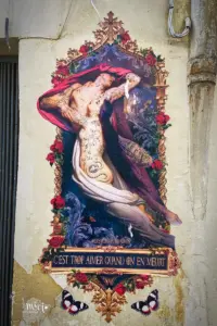 Opulentes Wandkunstwerk, gemalt im klassisch-opulenten Barock-Rokoko-Stil